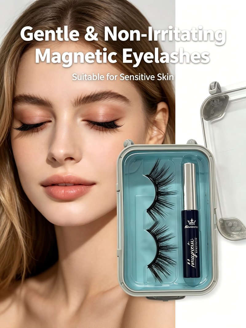 Amzmam Magnetic Eyelashes Natural Look,Magnetic Eyelashes and Eyeliner Kit,Natural Magnetic Lashes,Waterproof, Long Lasting, Easy Apply. (Black-12)