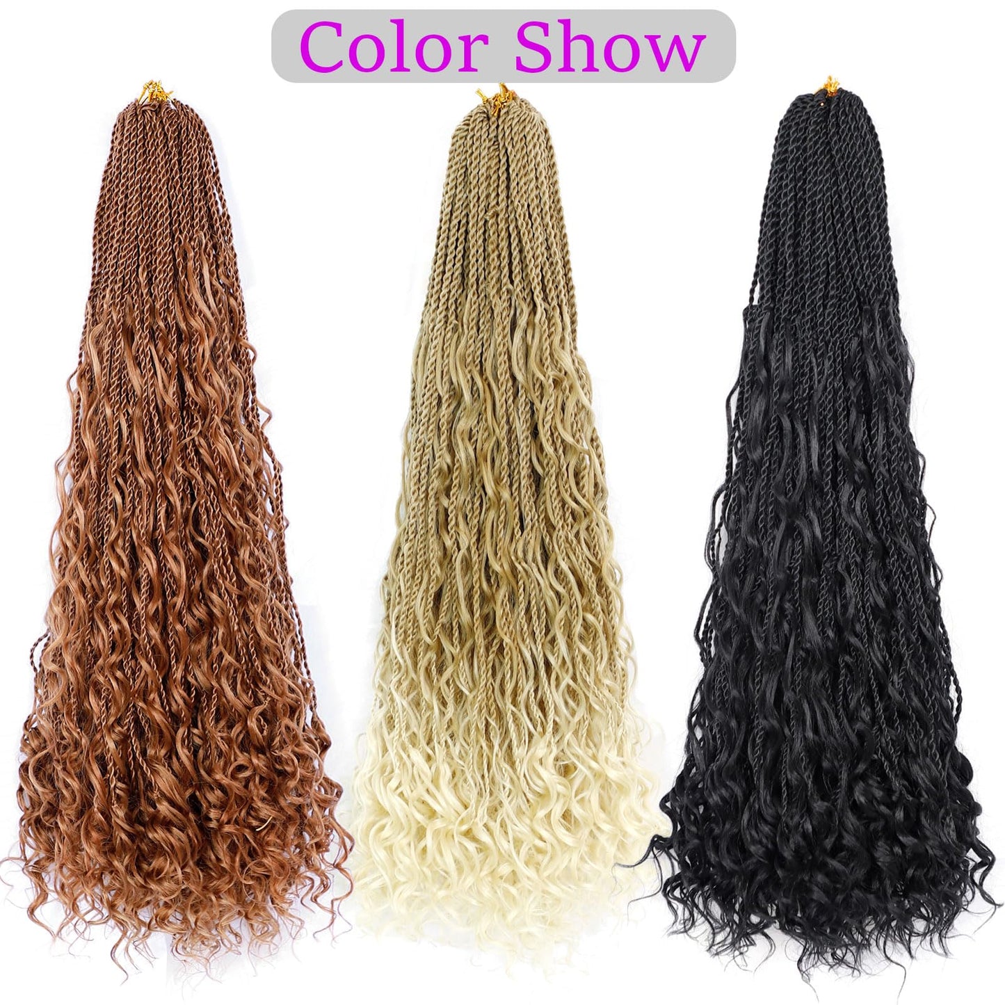 Senegalese Twist Crochet Hair for Black Women 24inch Boho Island Twist Crochet Braids With Curly Ends 20strands/pack Pre looped Goodess Boho Box Braids Hair for Braiding Hair Extensions(27Mix30)