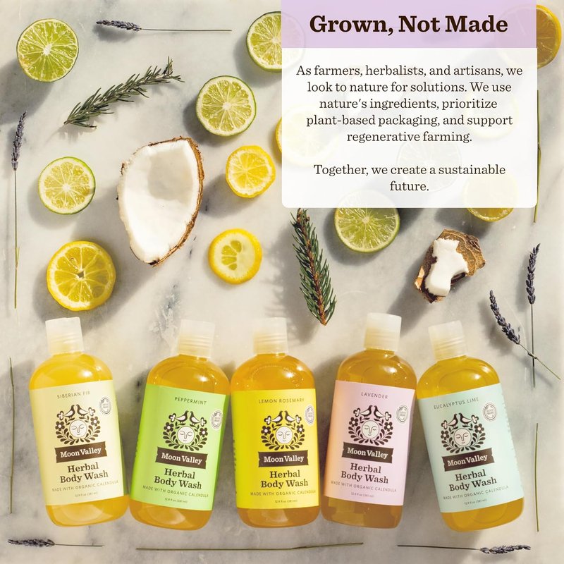 Herbal Body Wash Set - Lavender, Peppermint & Siberian Fir | All-Natural, Vegan, Moisturizing Essential Oils - 3 Pack
