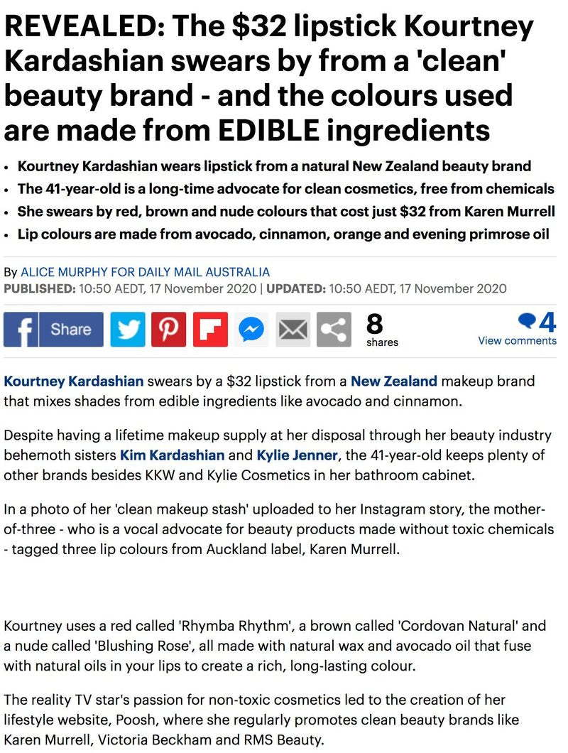 Karen Murrell Natural Long Lasting Cruelty-free Non-toxic Lipstick, Peony Petal