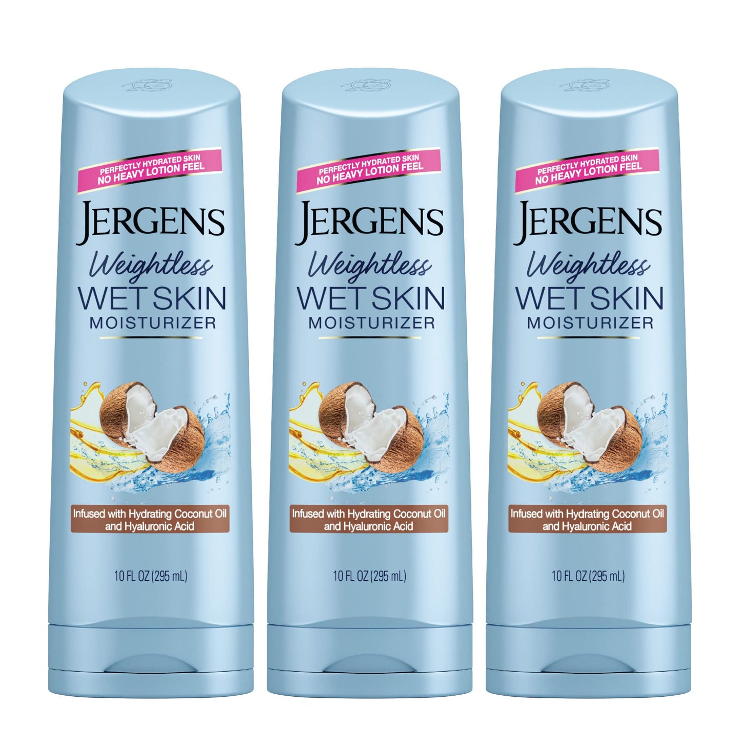 Jergens Wet Skin Body Moisturizer With Coconut Oil, In Shower Lotion For Dry Skin 10 Fl Oz & Wet Skin Body Moisturizer with Shea Butter Oil, Pure Shea Butter In Shower Lotion
