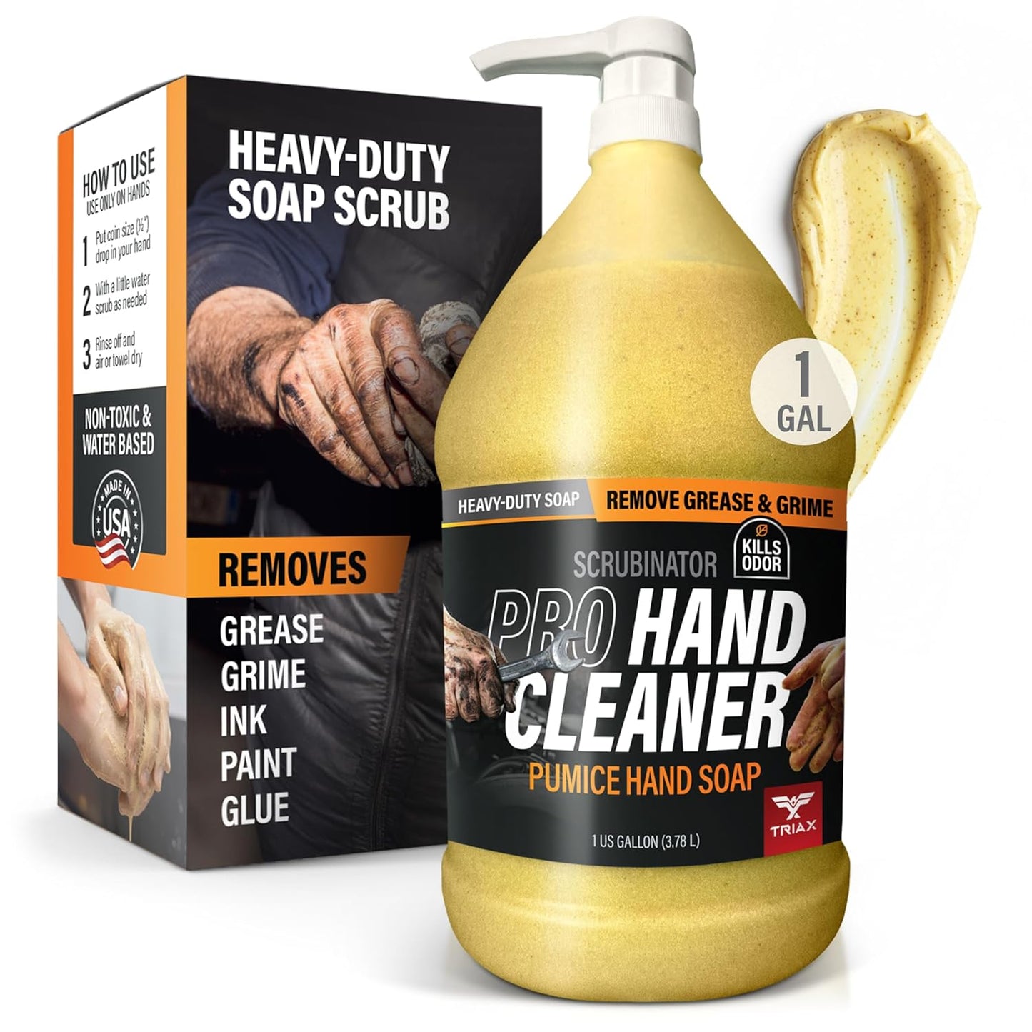Triax Scrubinator Heavy Duty Hand Scrub - Tough Grease & Dirt Remover | 1 Gallon, Skin Moisturizing Formula