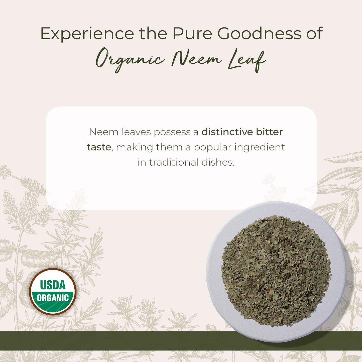 Starwest Botanicals Neem Leaves Organic - Dried Loose Leaf Herb for Tea & Cooking, Pure Neem Sourced from India, Cut & Sifted, Certified Kosher, Non-GMO - Bulk 1 lb Bag