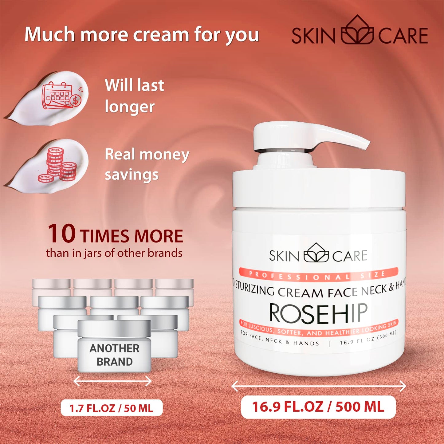 Rosehip Oil 3-in-1 Moisturizer | Face Cream for Crepey Skin, Wrinkles & Sagging - 16.9 fl. oz.