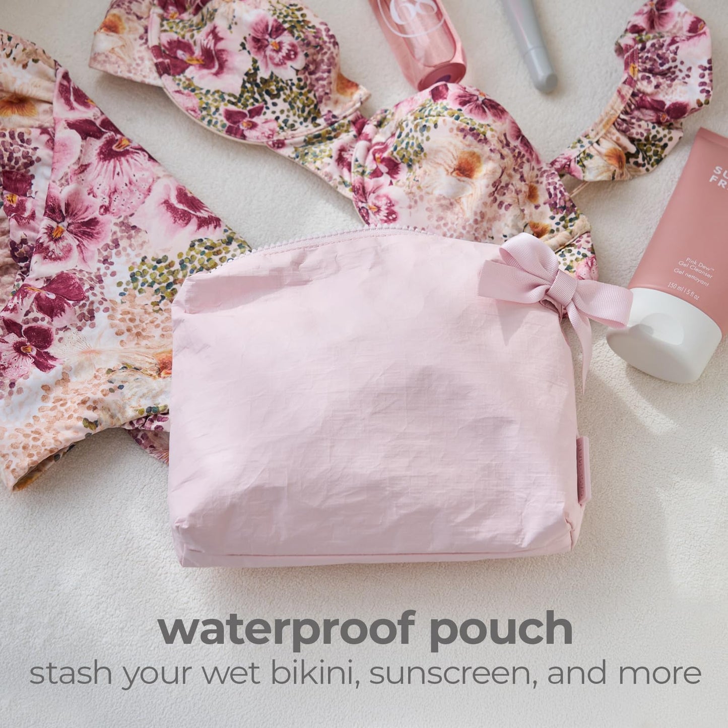 Case-Mate Essential Crinkle Bow Makeup Bag - Ballet Pink