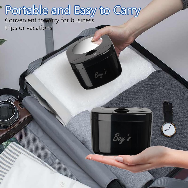 BAY'S 45kHz Ultrasonic Cleaner for Retainers, Night Guards, and All Dental Appliances – Includes 230ml Cleaning Basket – Perfect for Jewelry and Dental Accessories (Black)