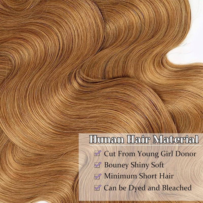 DSEKCAIN 27# Honey Blonde 5x5 Body Wave Lace Closure 100% Real Human Hair 12 Inch Transparent hd 5x5 Lace Closure Can Be Dyed and Restyled 150% Density