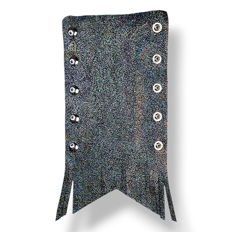 Silver Sparkle motorcycle Leather Hair Wrap 8" Inch - Ponytail protector & Long Hair Protector for Biker Helmet | Bling Motorcycle Accessories for Women with Fringe | Made in USA | Hair Accessory