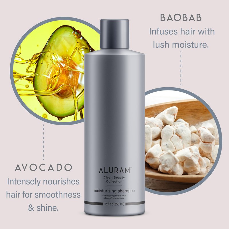 ALURAM Coconut Water Moisturizing Shampoo for Men and Women, Clean Hydration and Shine for Medium to Coarse Textured Hair, 12 Fl Oz