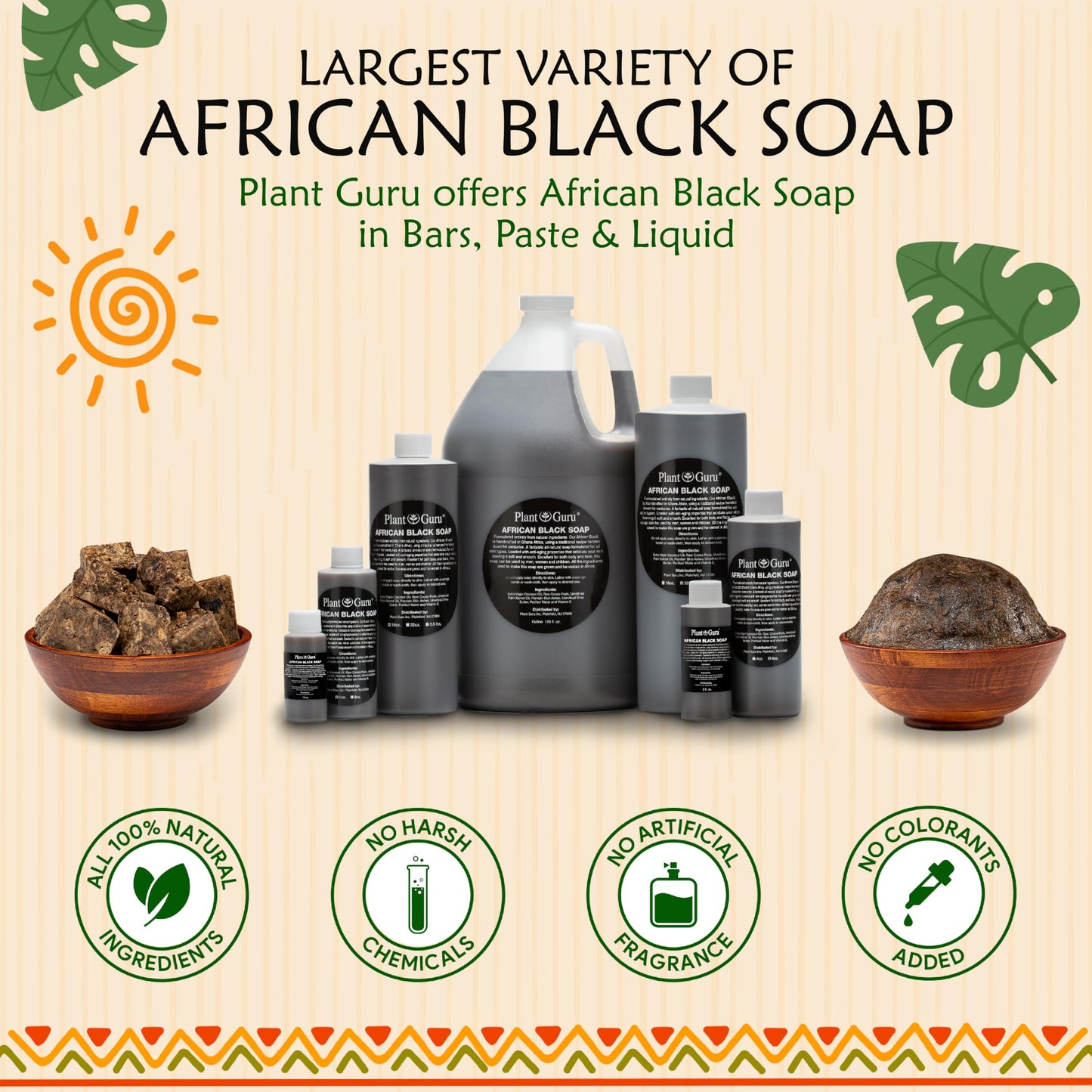 Plant Guru Raw African Black Soap 3 lbs. Bulk Bars 100% Pure Natural From Ghana.