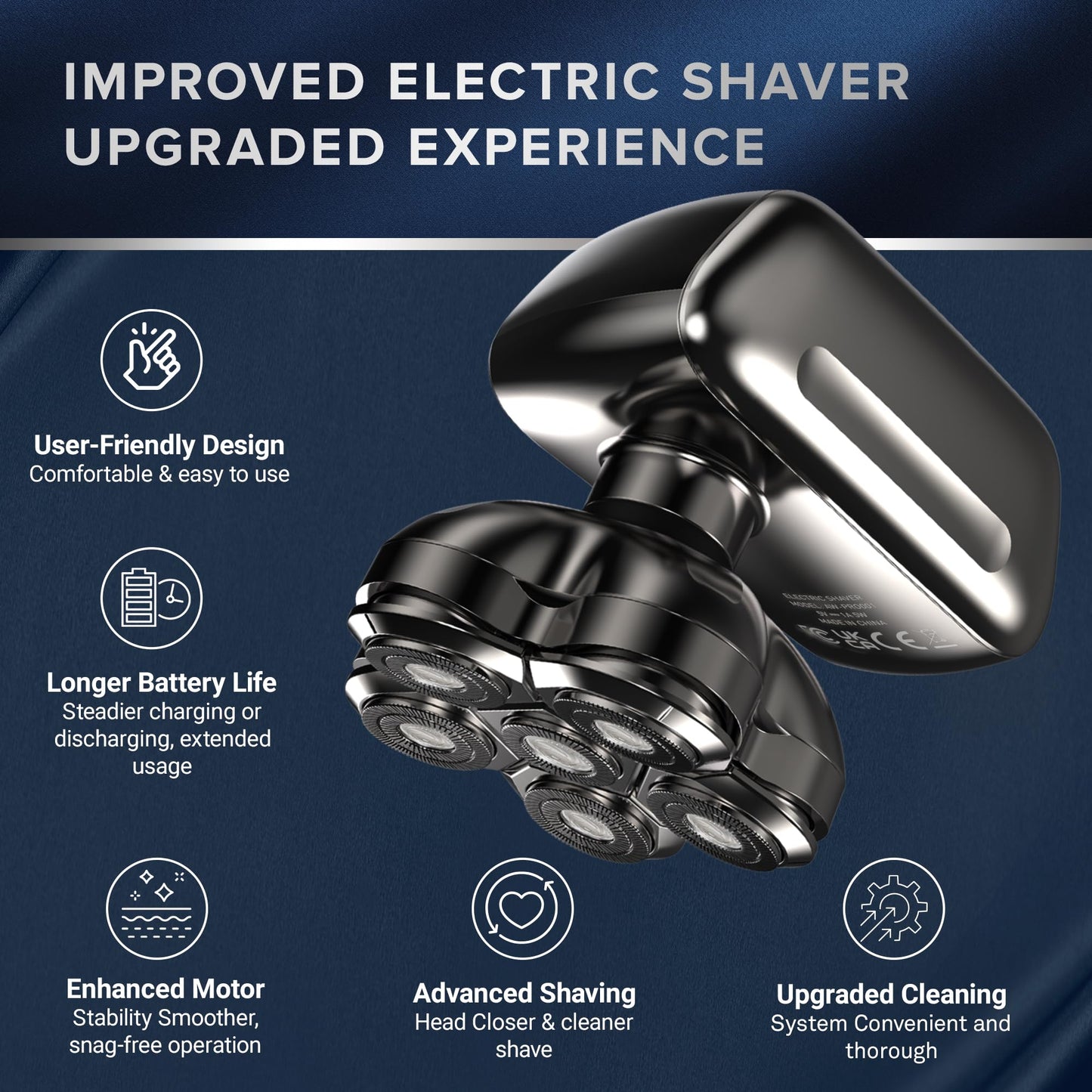 Electric Head Shaver for Bald Men: Waterproof Cordless Electric Razor for Bald Head & Hair Shaving - Close Shave, Skin-Friendly, 360° Full Coverage & Effortless Control, Easy to Clean, Wet & Dry Use