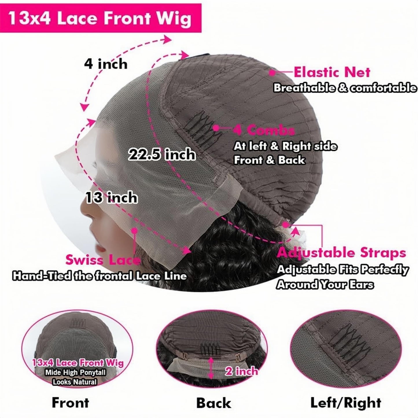 Bob Wig Human Hair 200 Density 13x4 Water Wave Lace Front Wigs Human Hair HD Transparent Lace Frontal Wigs Wet and Wavy Deep Wave Curly Short Bob Wig 12 inch