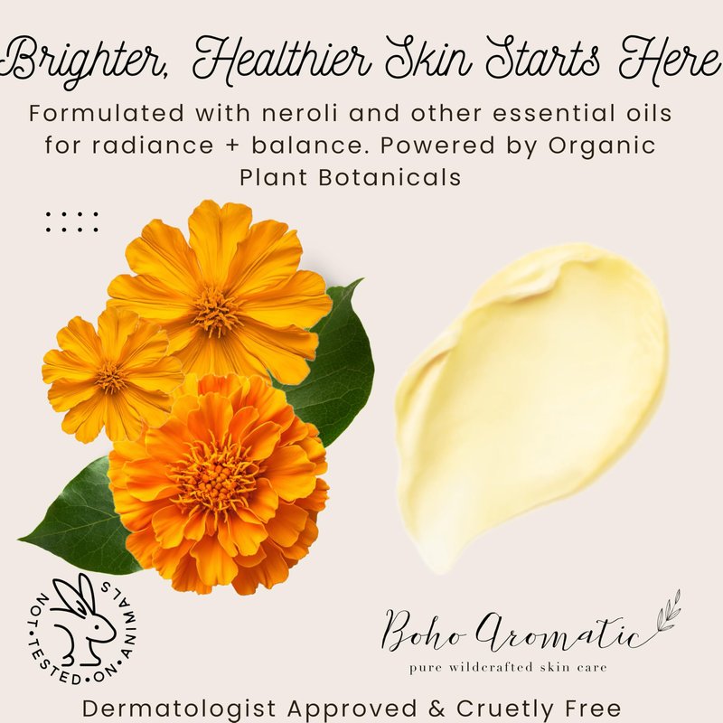 Boho Aromatic Calendula Nourishing Face Cream for Dry Skin, Natural & Organic Facial Cream, Hydrating and Moisturizing skin care product, Vegan Face Cream, calendula face cream, Facial Moisturizer