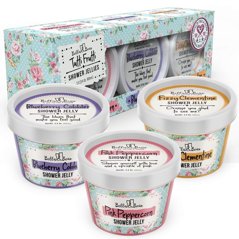Bella & Bear Tutti Frutti Shower Jellies – Fun Bath Gift Set for Tween Girls & Teens, Cute Jelly Soap, 3 x 3oz