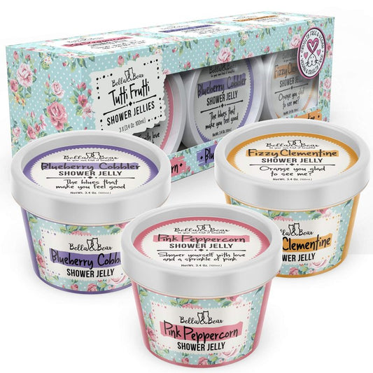 Bella & Bear Tutti Frutti Shower Jellies – Fun Bath Gift Set for Tween Girls & Teens, Cute Jelly Soap, 3 x 3oz