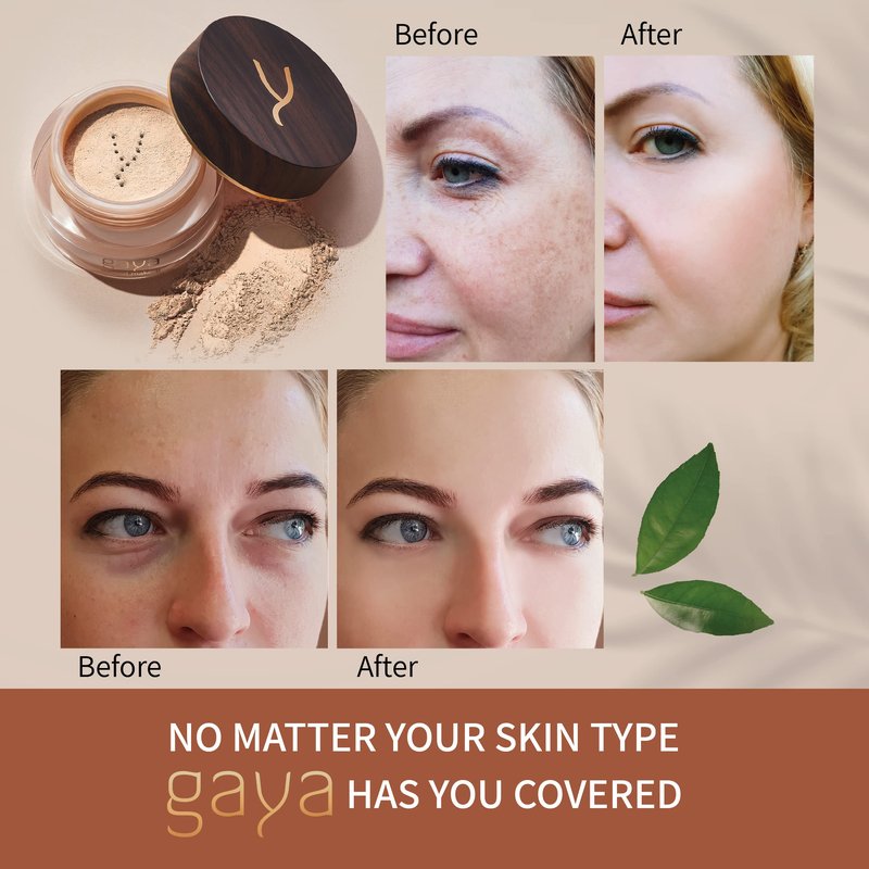 Gaya Cosmetics Vegan Mineral Powder Foundation - Light to Full Coverage, Natural-Looking, Cruelty Free, No Chemicals (MF7)