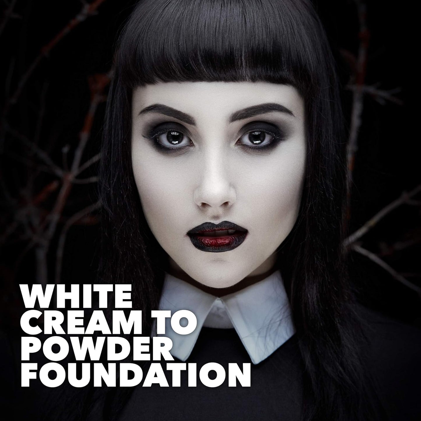 Goth White Cream to Powder Foundation - Full Coverage Makeup for Halloween, Cosplay & Costumes | Vegan Formula