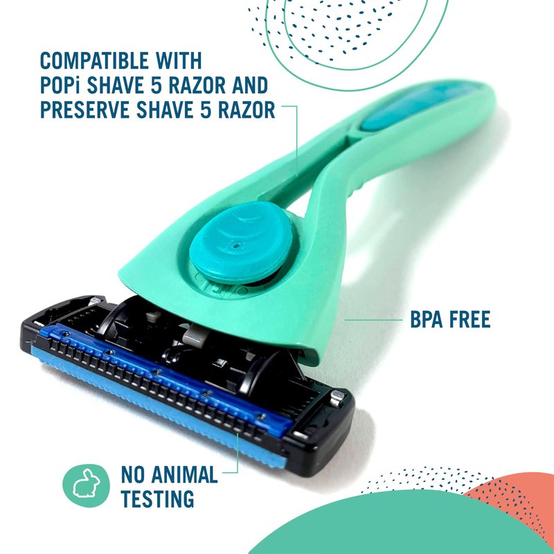 Preserve Five Blade Replacement Cartridges, Wave Edition, for Shave 5 Recycled Razor, 4 Count