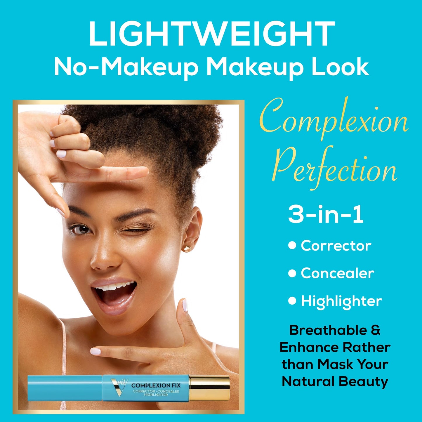 Veil Cosmetics - Complexion Fix Concealer - Liquid Concealer for Under Eye + Dark Circles - Highlight, Contour, Correct - Anti-Aging - Vegan Makeup Pen - Hydrating Lightweight (4N Tan Neutral)