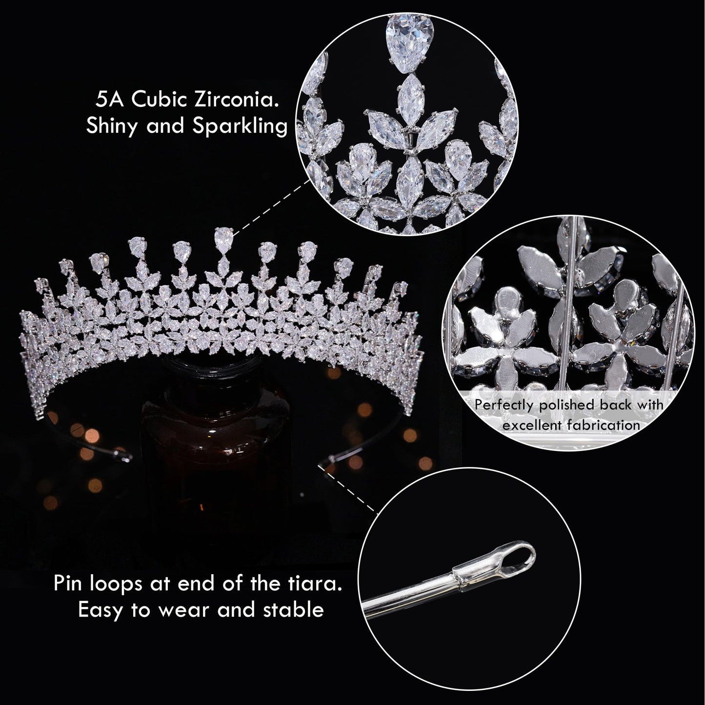 Jorsnovs Fashion CZ Bride Hair Accessories for Wedding Cubic Zirconia Tiaras Quinceanera Crowns Coronas Bridal Headband