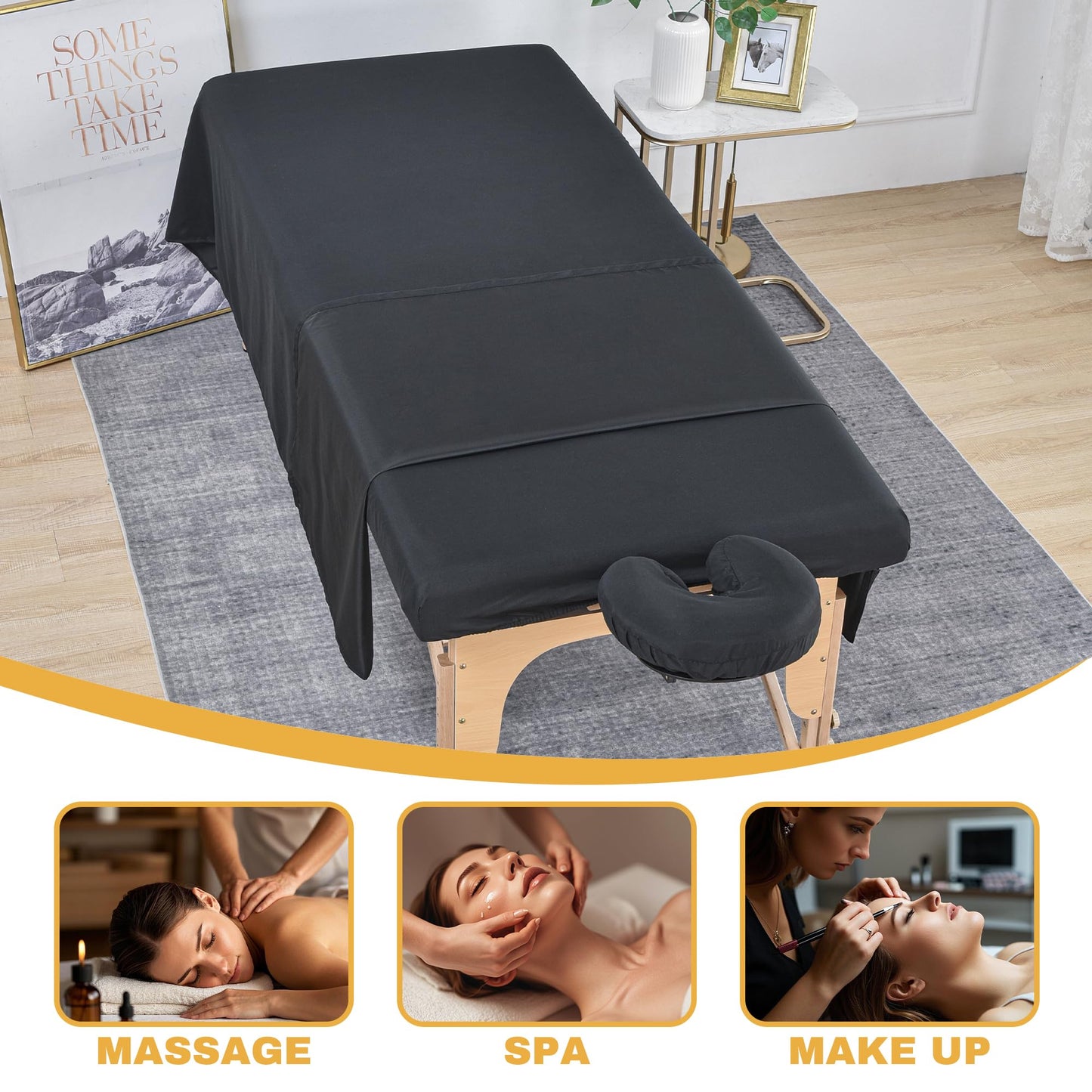 2 Sets Microfiber Massage Table Sheets, 3 Piece Reusable Massage Bed Cover Per Set, Lash Bed Cover Soft, Light-Weight, Stain & Wrinkle Resistant for Spa Beauty Tattoos