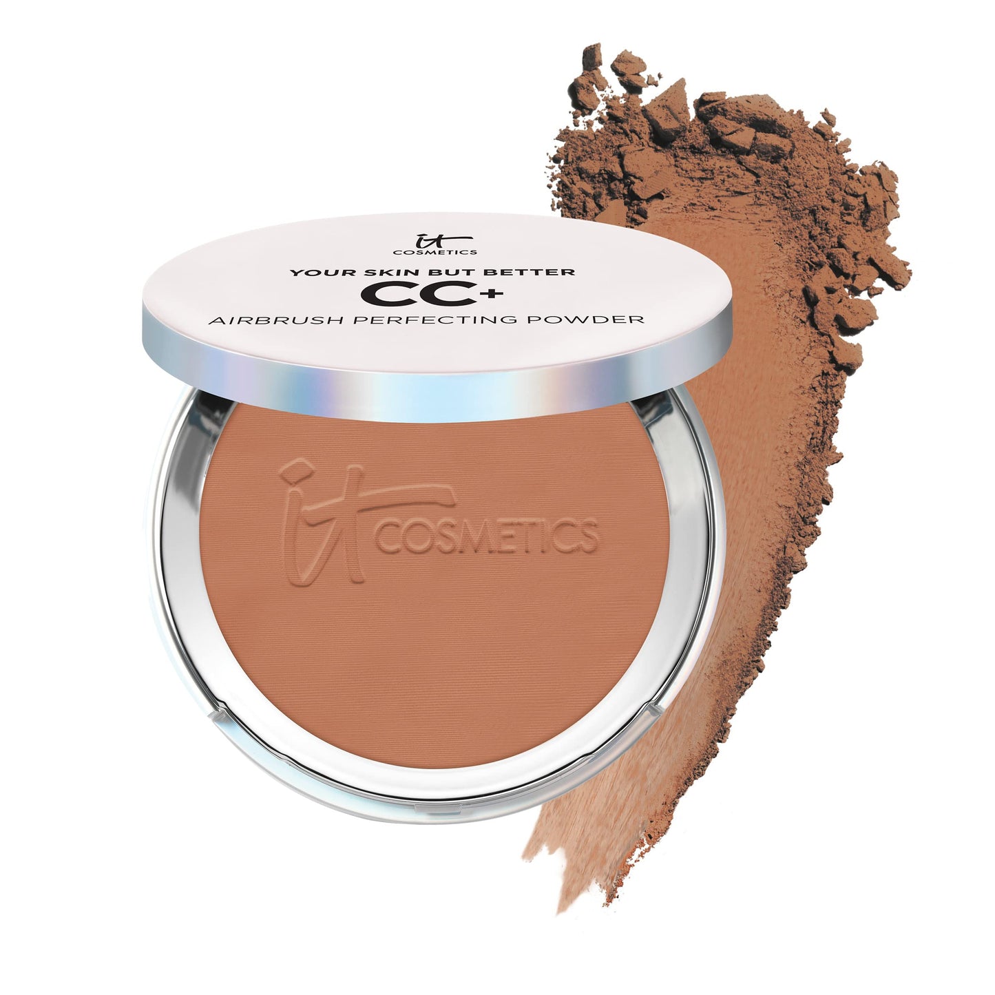 IT Cosmetics CC+ Airbrush Perfecting Powder Foundation (Medium) - Sheer to Full Coverage Pressed Powder, Blurring Pores & Dark Spots, Anti-Aging Face Makeup, Collagen & Niacinamide - 0.33 oz