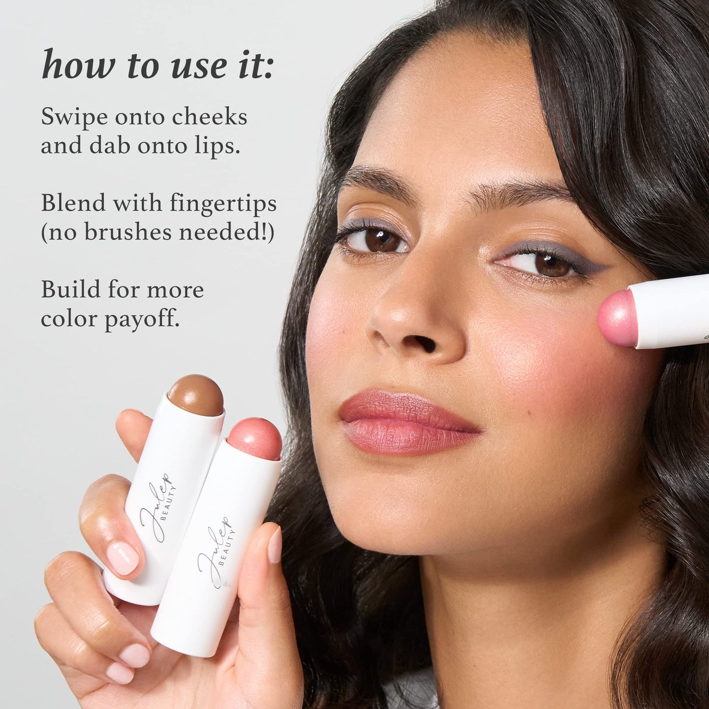 Julep Radiant Glow Duo: So Awake Snail Mucin Complexion Booster Moisturizer + Face Primer & Skip The Brush Cream-to-Powder Blush Stick in Rose Gold Makeup & Skincare Set