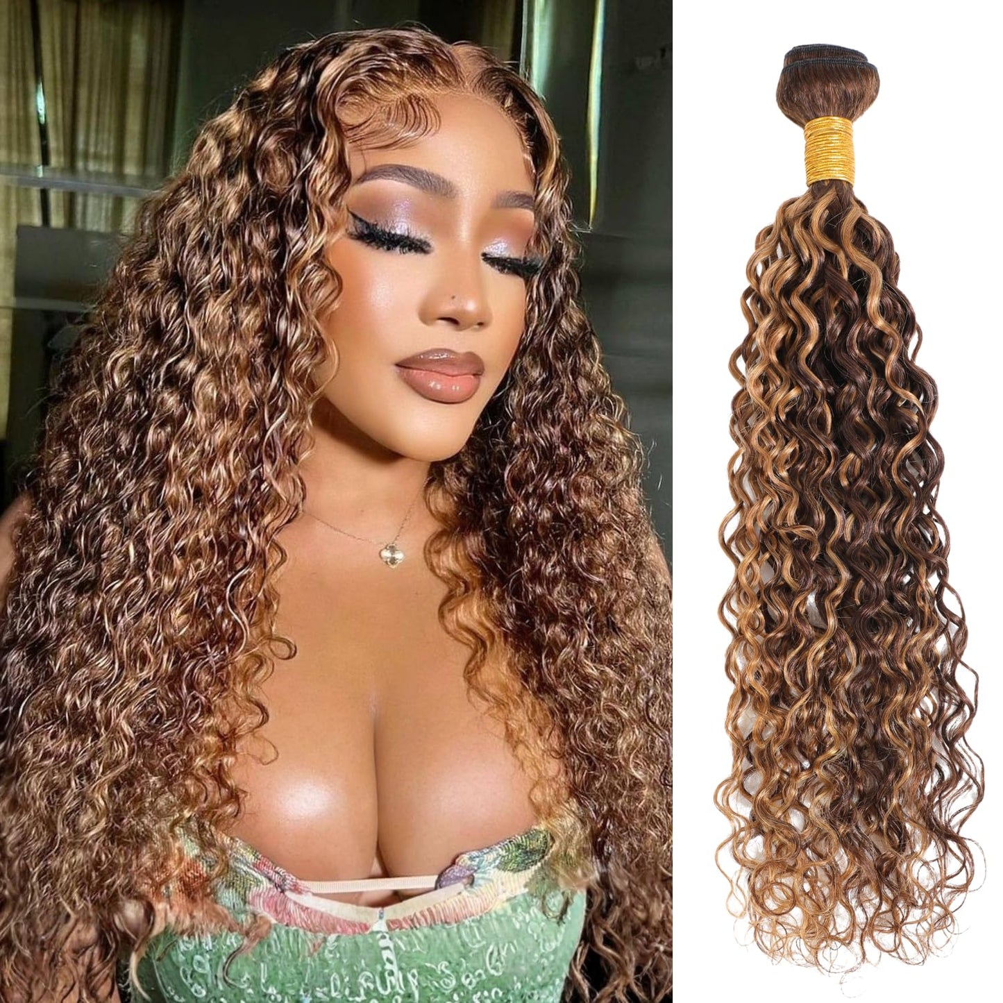 Honey Brown Highlights Body Wave Human Hair Bundles - 12 Inch 100% Virgin Remy, Thick Sew In Track