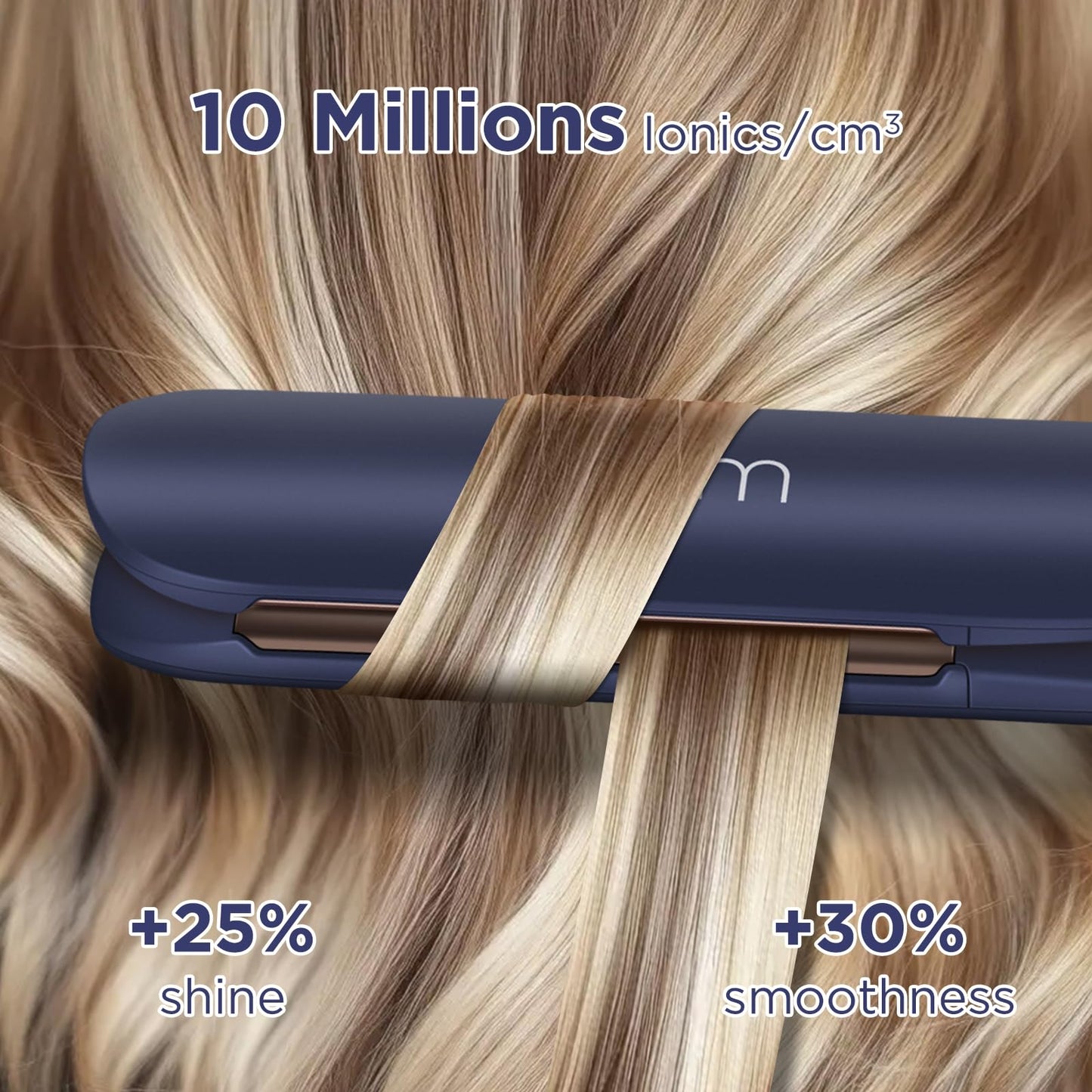 Prizm 1.25 inch (32mm) Flat Iron, Hair Straightener and Curler 2 in 1, Fast Heating Ceramic & Adjust Temp 330°F to 450°F, Dual Voltage Hair Iron for Travel, Gift, Auto Shut-Off, Prussian Blue