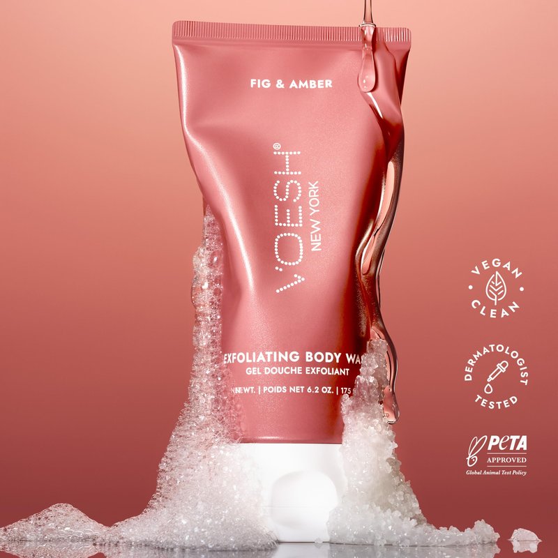 VOESH Hand & Body Glow Gift Set - 3-Piece Gift Set for Radiant Skin - Exfoliating Body Wash, Body Balm & Hand Balm - Vegan K-Beauty Korean Skincare - Fig & Amber Scent