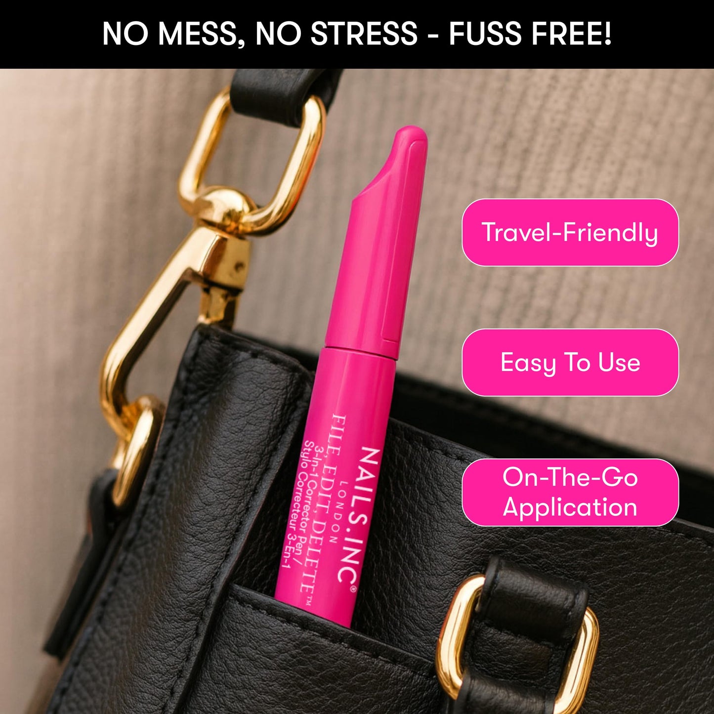 Nails Inc File, Edit, Delete 3-in-1 Corrector Pen, Cuticle Pusher, Nail Shaper, Nail Polish Remover, Precision Pointed Tip, Easy Clean Up, Replaceable Fine Pen Tips, Clean Gentle Formula, 0.13 FL