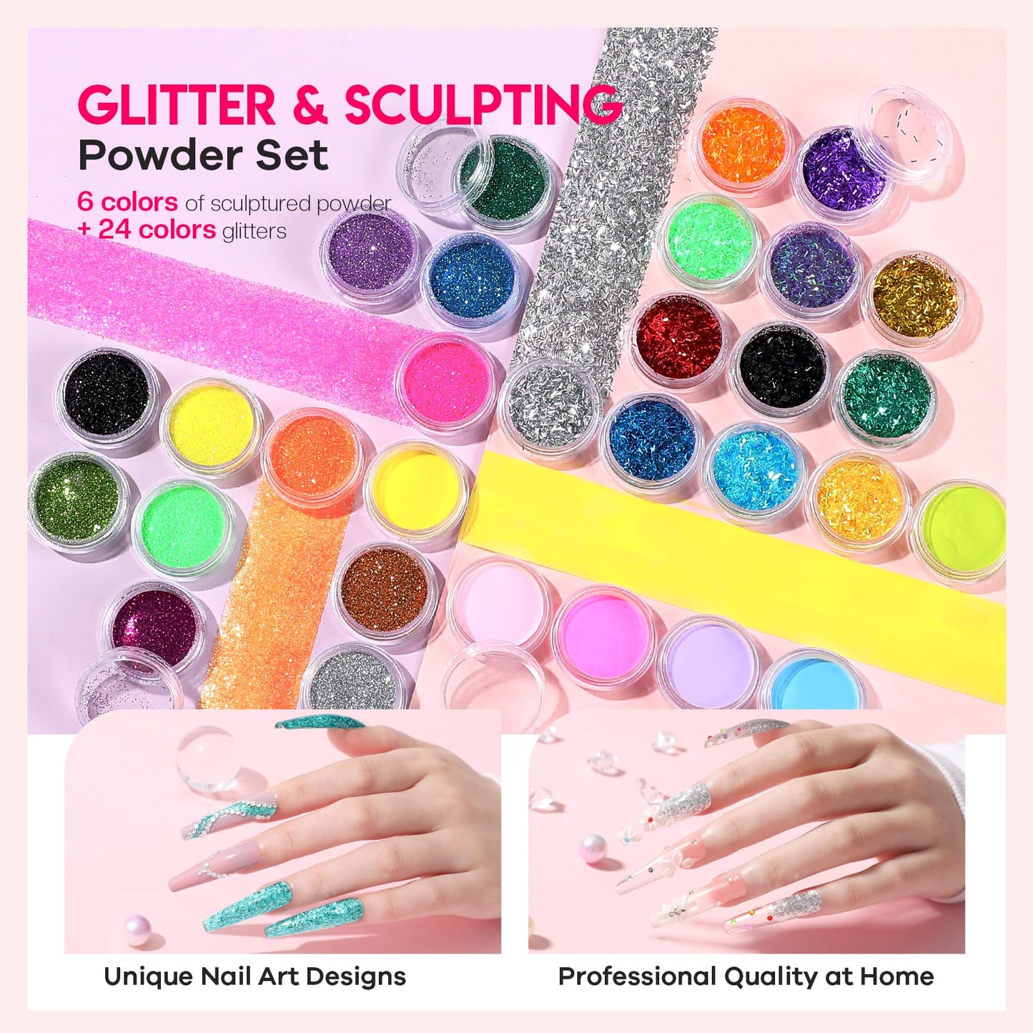 Glamonade Acrylic Nail Kit for Beginners: Professional Acrylic Nail Kit Set with Everything with Drill Powder Nail Art Starter Tech Kit at Home Salon Gift