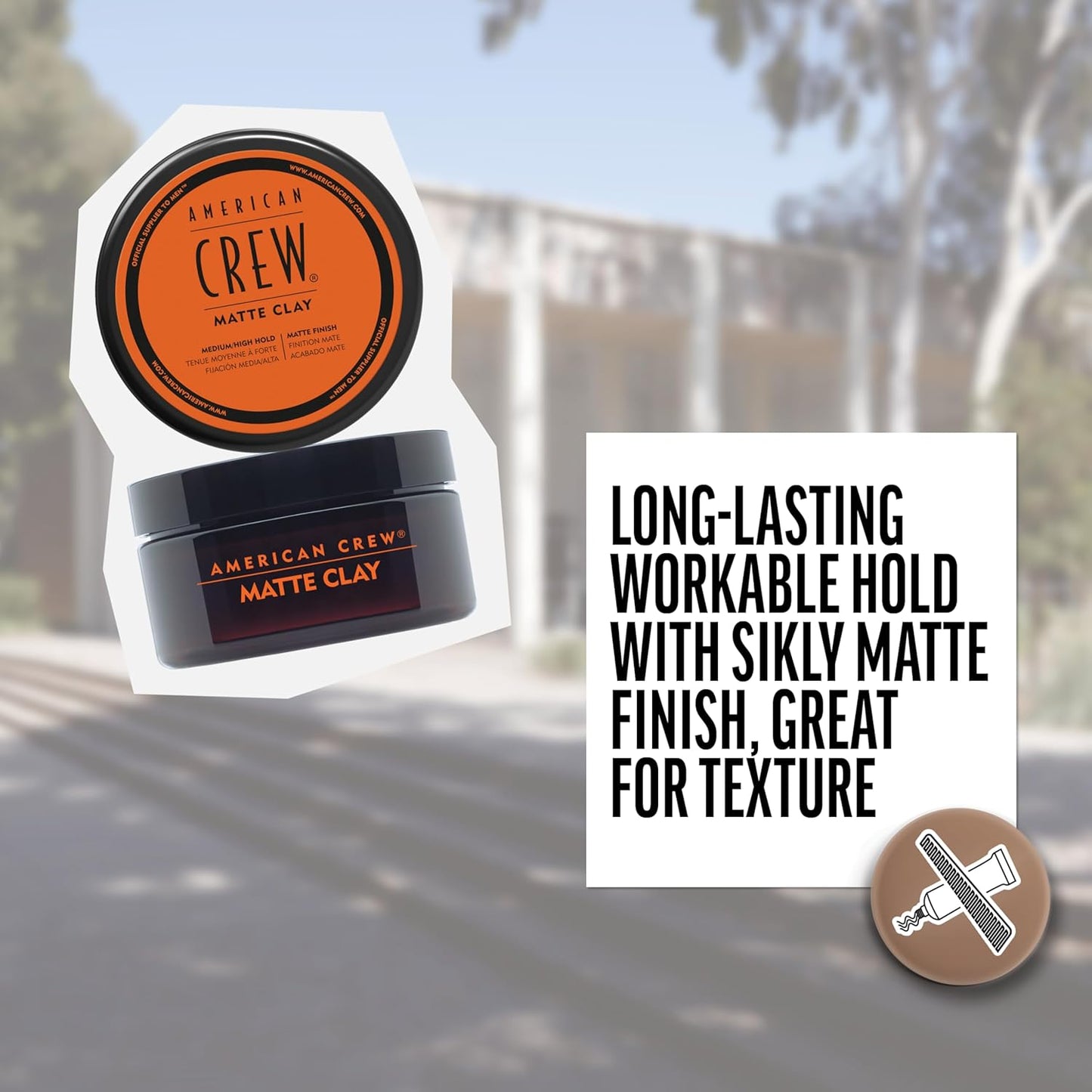 American Crew Men's Matte Hair Clay - Medium/High Hold, 3 oz | Styling Clay for Textured Looks