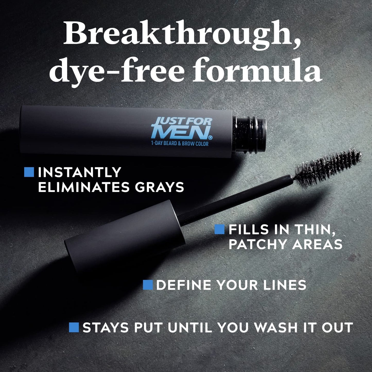 Just for Men Beard & Brow Color, Temporary Color, Black | Fuller Look | 1-Day | Pack of 2 | 30 Applications