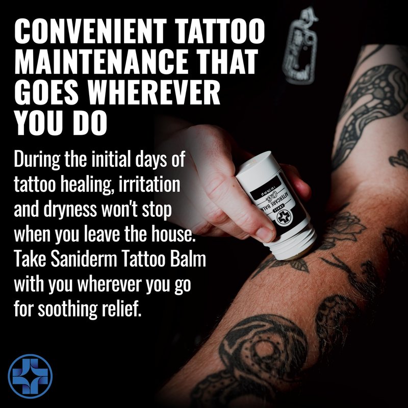 Saniderm Original Tattoo Aftercare Balm - Large (2.2 oz) – Petroleum-Free, Fragrance-Free Natural Tattoo Moisturizer Made with Hydrating Shea Butter – Heals New Tattoos, Rejuvenates Old Tattoos