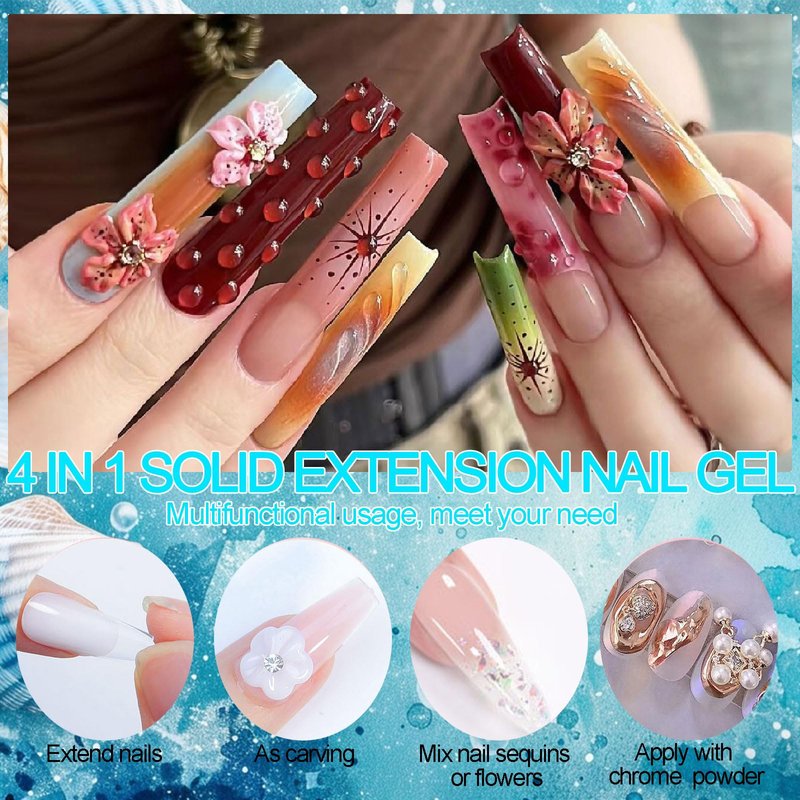 YEPYEPGO 3D Sculpting Gel for Nail Art, 2Pcs Non-Sticky Hand Solid Sculpture Builder Gel and Hard 3D Molding Gels with Pro Brush U V Soak Off Salon Quality DIY at Home, Clear, 30g