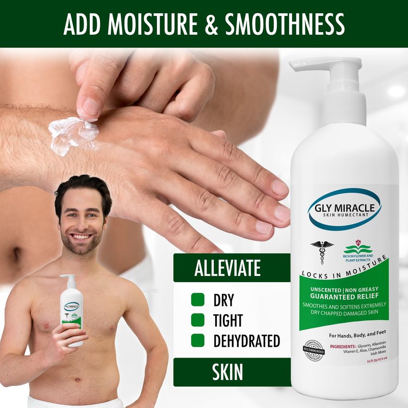 GLY MIRACLE Fragrance-Free Non-Greasy Body Lotion, 16 oz High-Glycerin Moisturizer for Sensitive, Extremely Dry Skin, Hands, Feet & Body