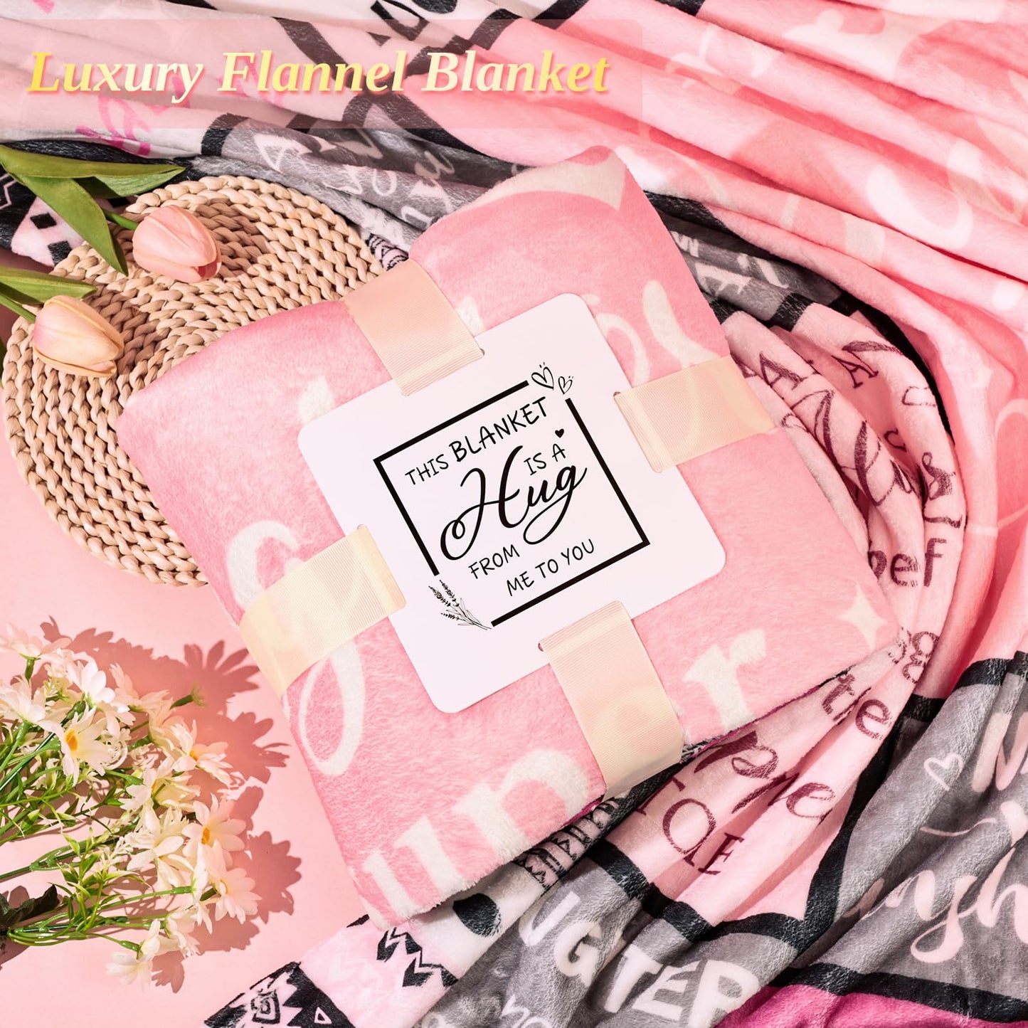 Gifts for Women Self Care Gifts Get Well Soon Gifts, Lavender Relaxation Spa Gift Basket Sets with Luxury Flannel Blanket, Unique Mothers Day Mom Gifts Basket for Mom Wife Grandma Sister