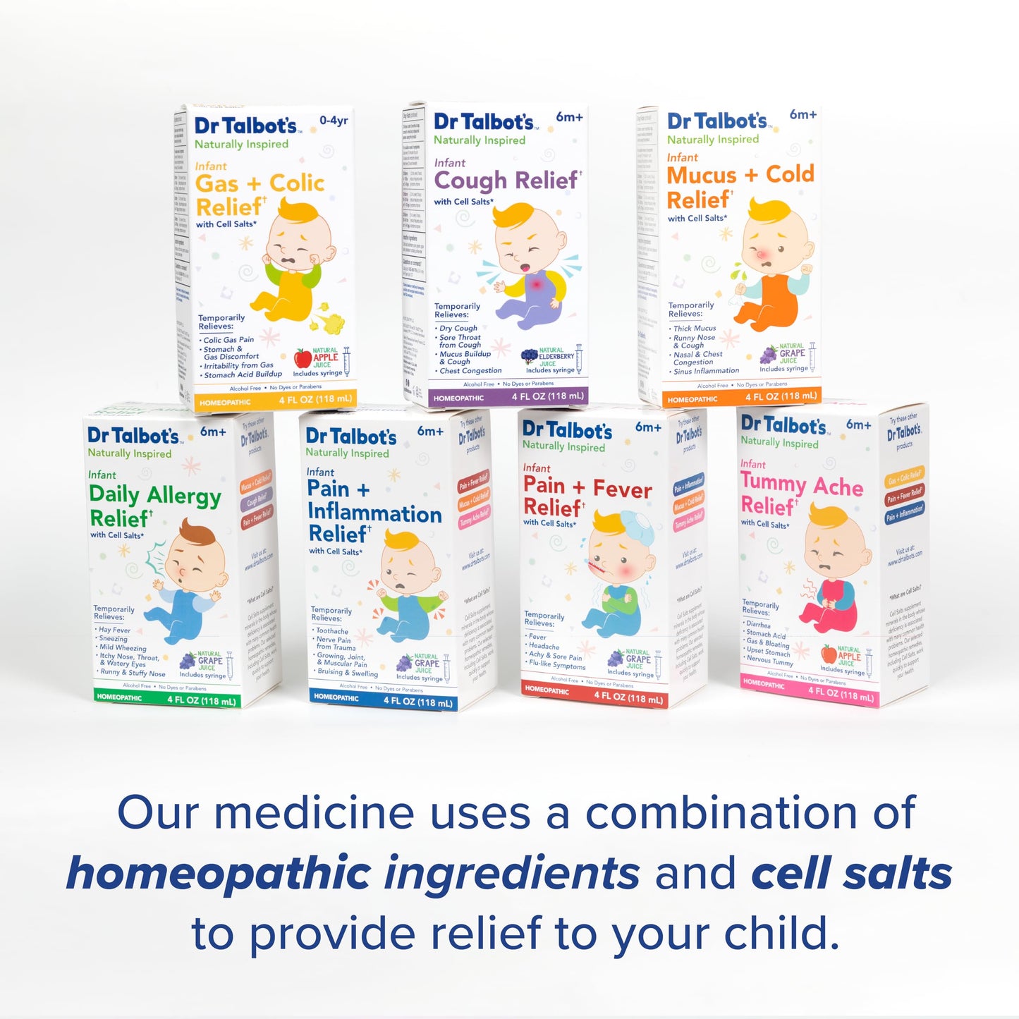 Dr. Talbot's Infant Mucus and Cold Relief with Cell Salts - 4 fl oz - Naturally Inspired Kids Cold Medicine - Grape Juice Flavor - Includes Syringe