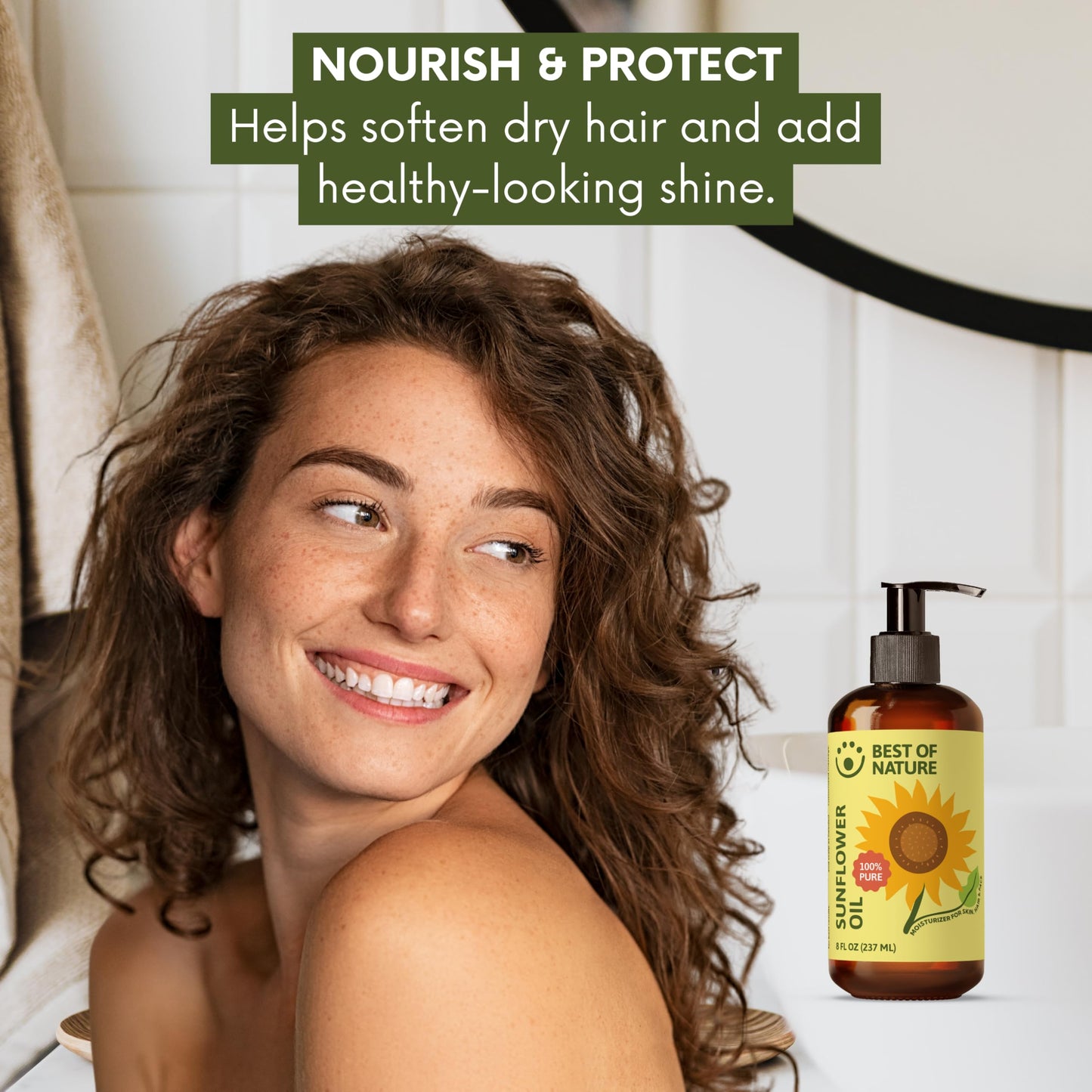 Best of Nature 100% Pure Sunflower Massage Oil, Lightweight Deep Moisturizing Unscented Oil for Skin, Body & Massage, Nourishing Hydration for Hair & Face, Half Gallon (64 fl oz)