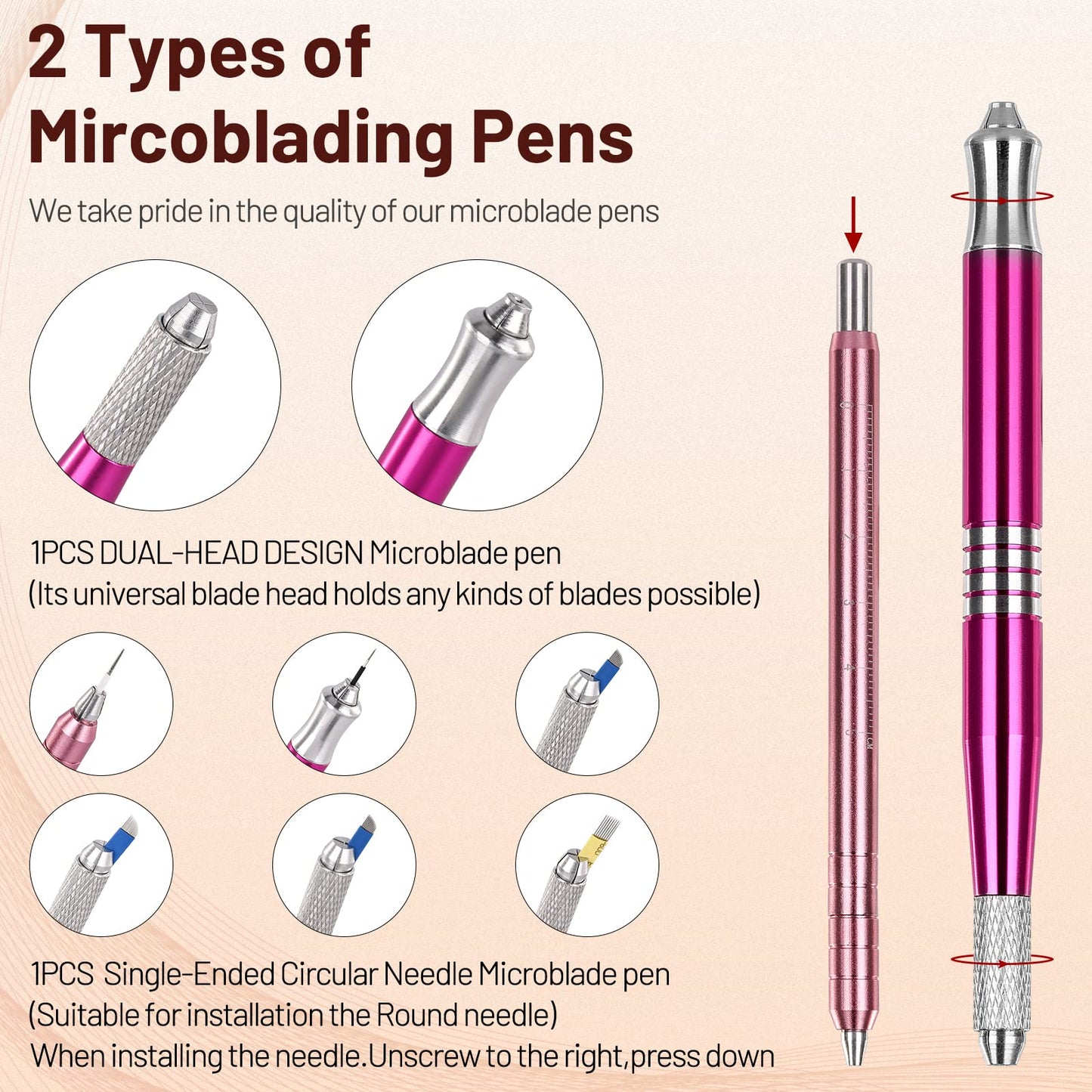 Microblading Supplies, Beauty Star Microblading Kit, Microblading Practice Skin with Microblading Pen, Eyebrow Tattoo Kit with Pigment Ink, Mannequin Head Set for Microblading and Makeup Practice