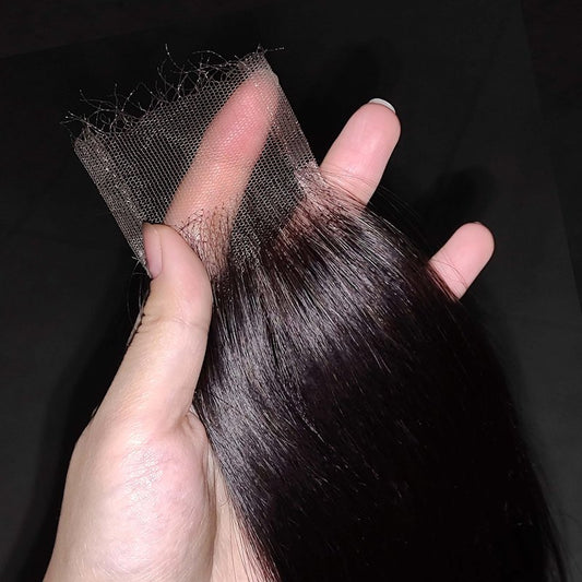 2x6 HD Lace Closure 18 Inch, SKINLIKE 0.095mm Ultra-thin Invisible Real Swiss Lace Closure Only,Straight RAW Virgin Human Hair Single Knot Pre-Plucked with Baby Hair