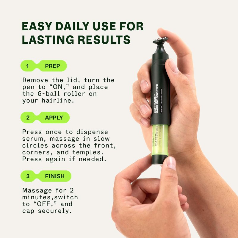 Scandinavian Biolabs Bio-Pilixin® Hairline Booster (Unisex) | Exosome Hairline Activation Formula with Massaging Rollerball Applicator for Hairline Longevity, 15 mL/ 0.5 oz