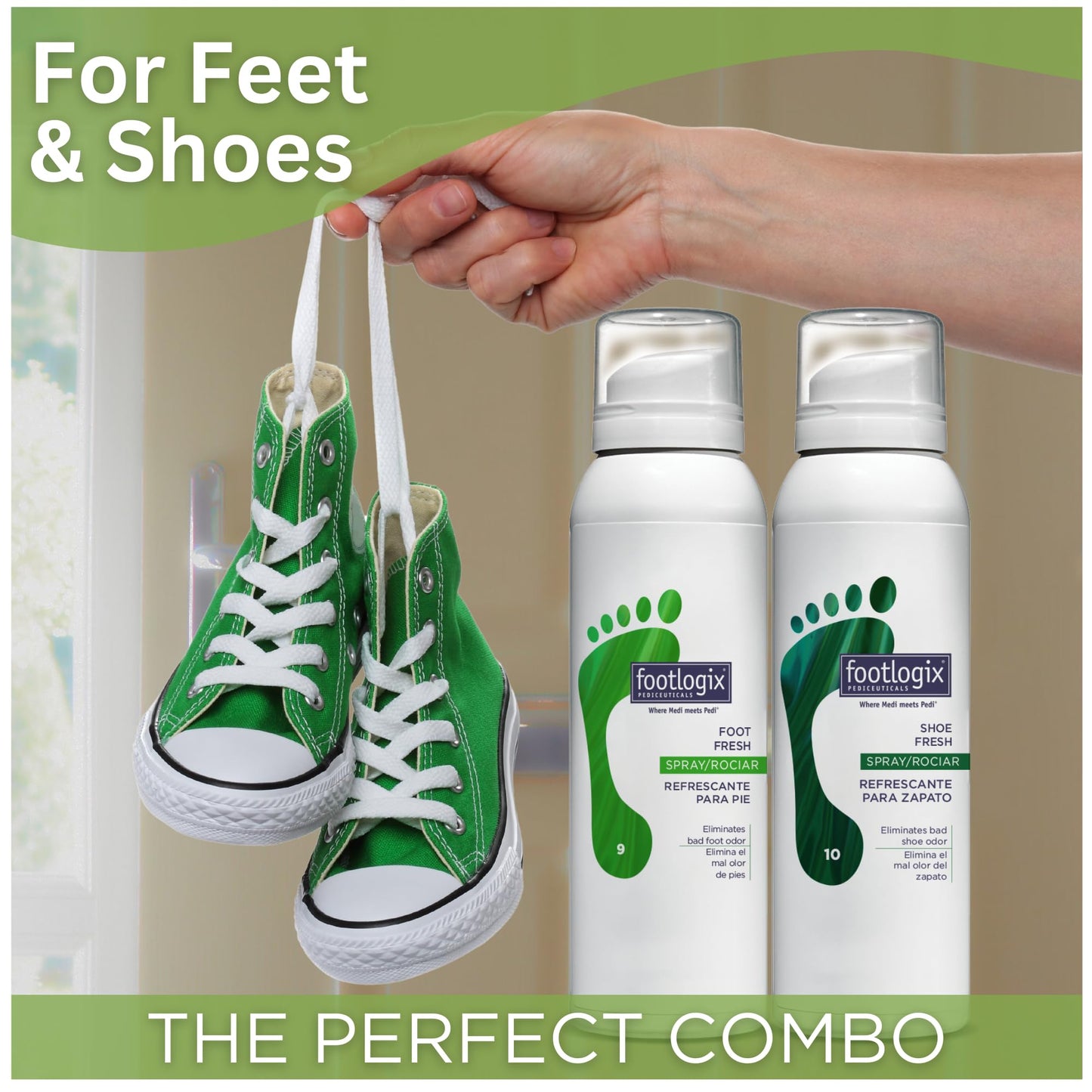Footlogix Foot Deodorant Spray 4.23 oz | Tea Tree Oil & Menthol Foot Spray | Odor-Neutralizing Formula for Athletes & Enclosed Shoe Wearers | 360° Spray | Cooling, Refreshing, Long-Lasting Freshness