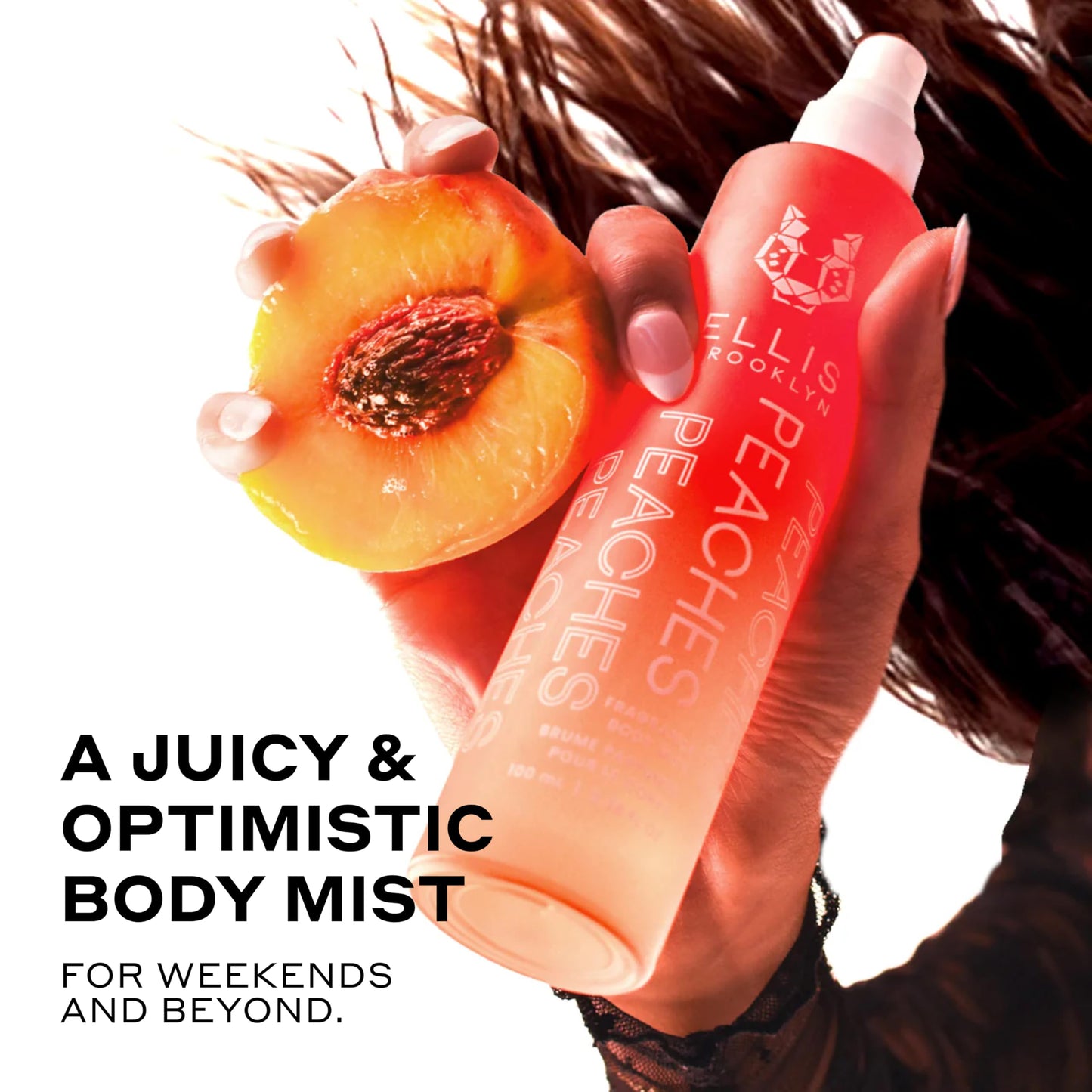 Ellis Brooklyn PEACHES Fragrance Mist - Fruity Floral Perfume Mist For Women with Sweet Peach, Rosebud, & Sandalwood, Vegan Perfume, Made In The USA, 50ml 1.7 Fl Oz