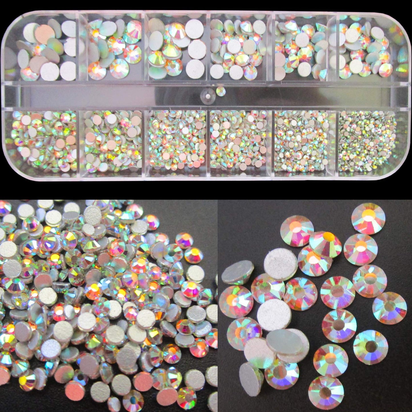 Lifextol Nails Rhinestones for Crafting 6sizes SS20 Rhinestones Flatback for Nails and Face with Tweezers and Picking Rhinestones Pen, 4000pc Kit A