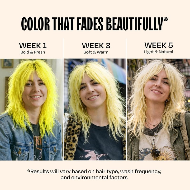 Overtone Semi-Permanent Hair Color Conditioner - Extreme Yellow, Nourishing Color Depositing Mask | 8 oz, Vegan & Cruelty-Free