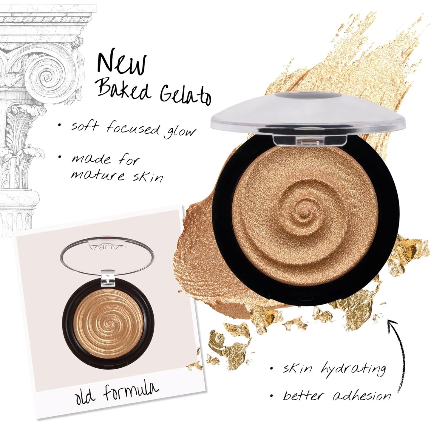 Laura Geller Baked Gelato Swirl Illuminator - Gilded Honey | Radiant Finish & Long-Lasting Glow