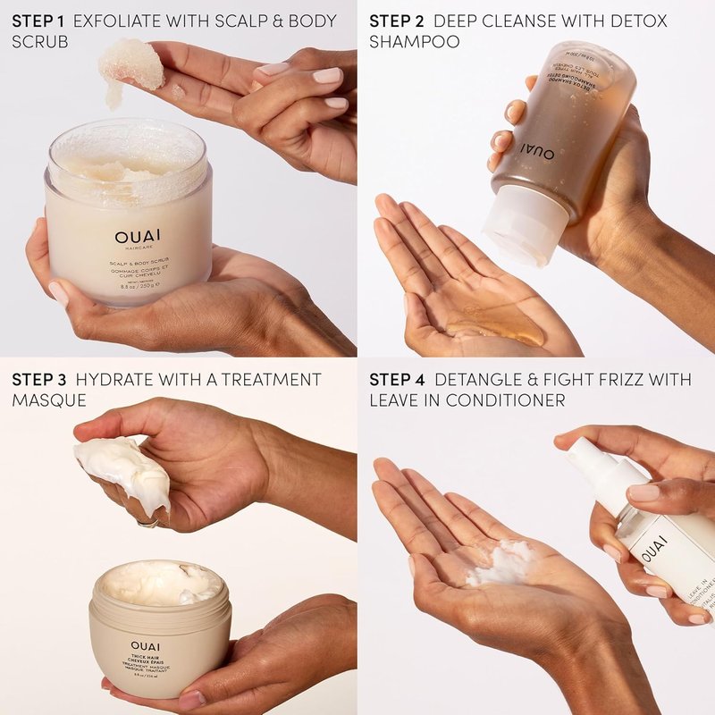 OUAI Detox Shampoo & Fine Hair Conditioner Bundle - Clarifying & Volumizing Duo for Build-Up & Fine Hair | 2 Count