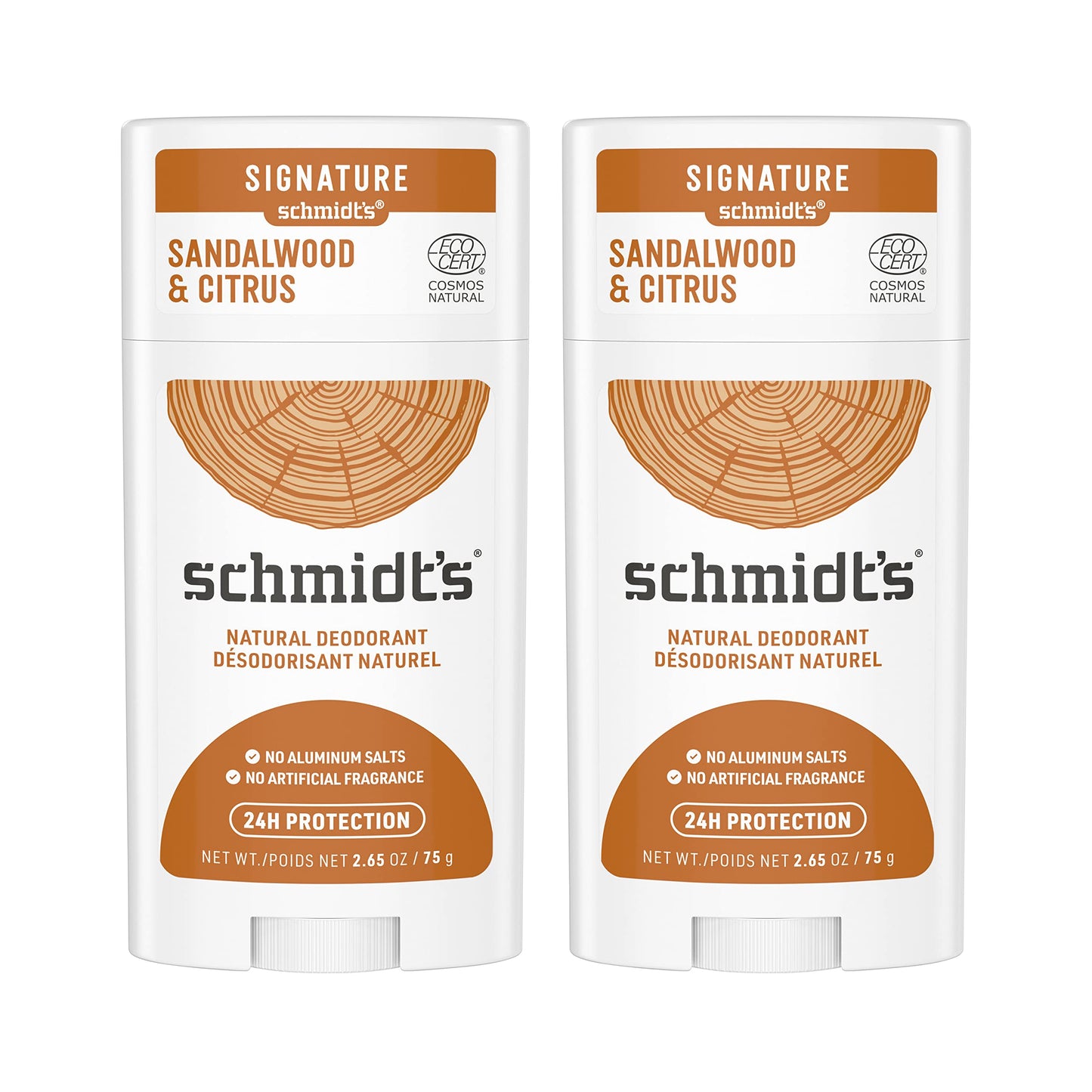 Schmidt's Aluminum Free Natural Deodorant Charcoal & Magnesium 2 Count For Women and Men, with 24 Hour Odor Protection & Aluminum Free Natural Deodorant